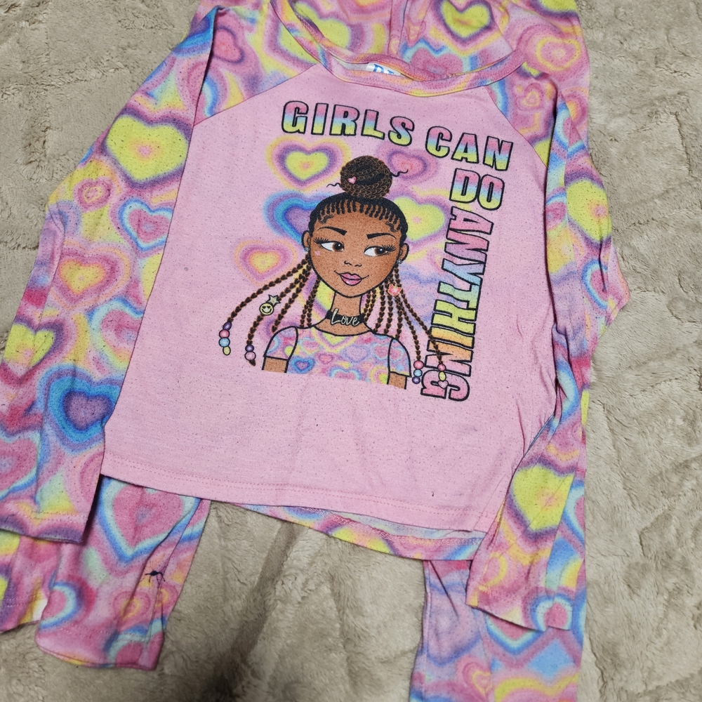 Colorful Heart Print Pajama Set